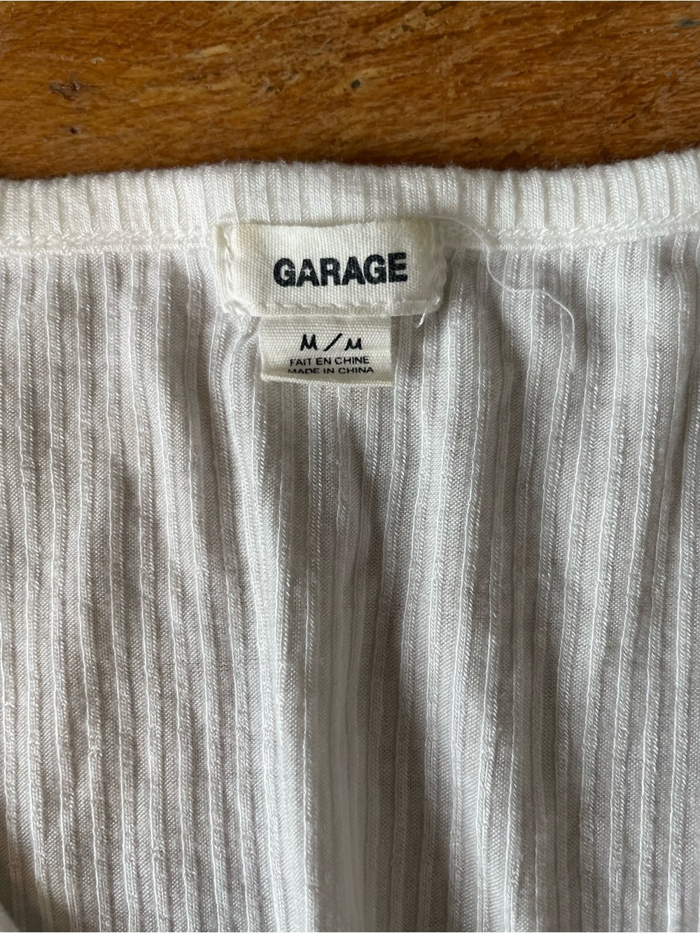 Garage Cream Ribbed Ruched V-Neck Crop Top - Picture 4 of 5